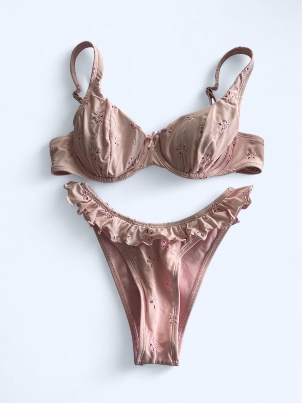 wild fable Eyelet Ruffle Bikini Set - Blush